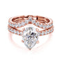 3.1 Carat Moissanite and Diamond Pear Madison Chevron Bridal Set - rose gold option