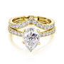 3.1 Carat Moissanite and Diamond Pear Madison Chevron Bridal Set - yellow gold option