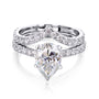 3.1 Carat Moissanite and Diamond Pear Madison Chevron Bridal Set - white gold option