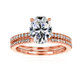2.3 Carat Moissanite Oval Petite Bridal Set in Rose Gold