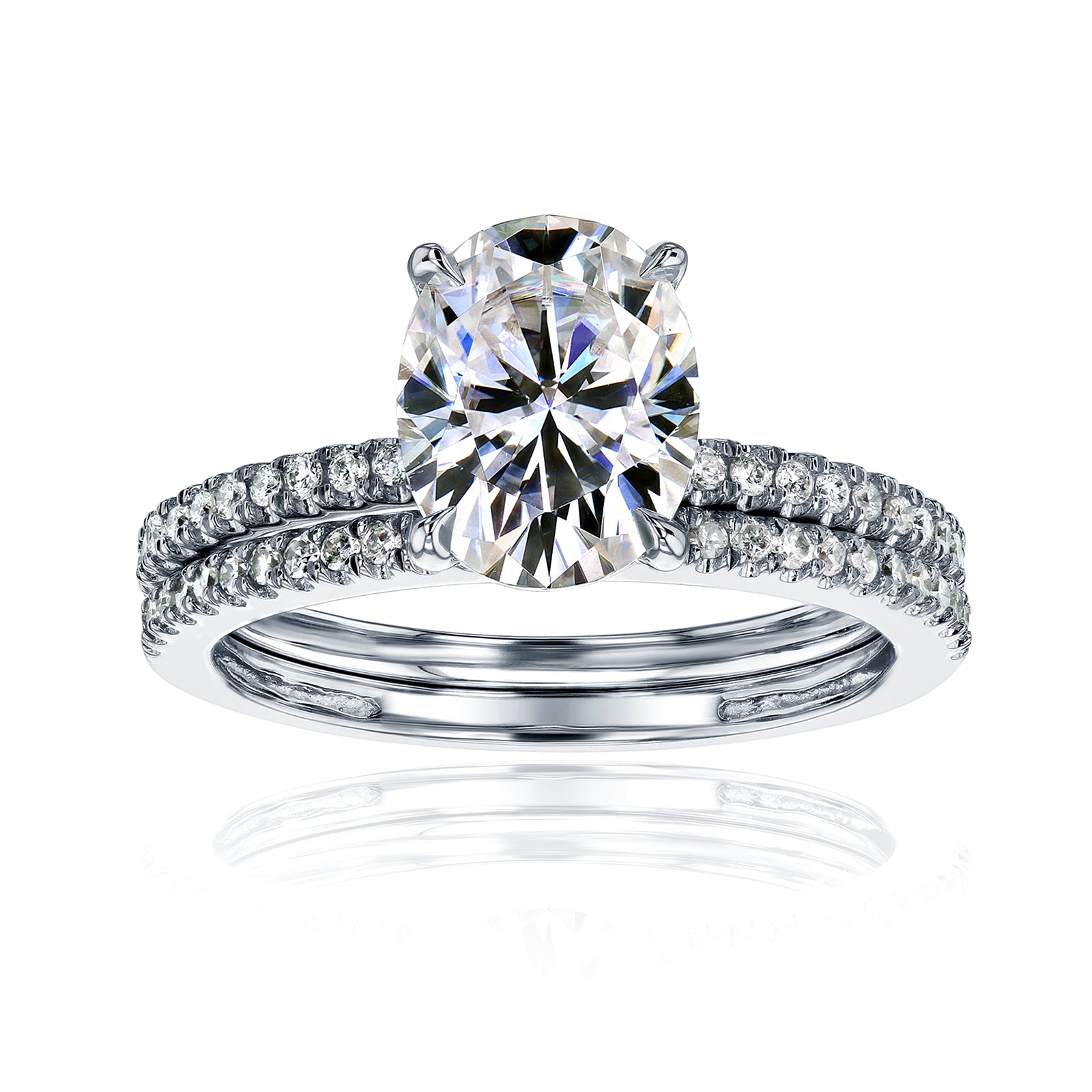 2.3 Carat Moissanite Oval Petite Bridal Set in White Gold
