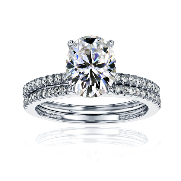 2.3 Carat Moissanite Oval Petite Bridal Set in White Gold