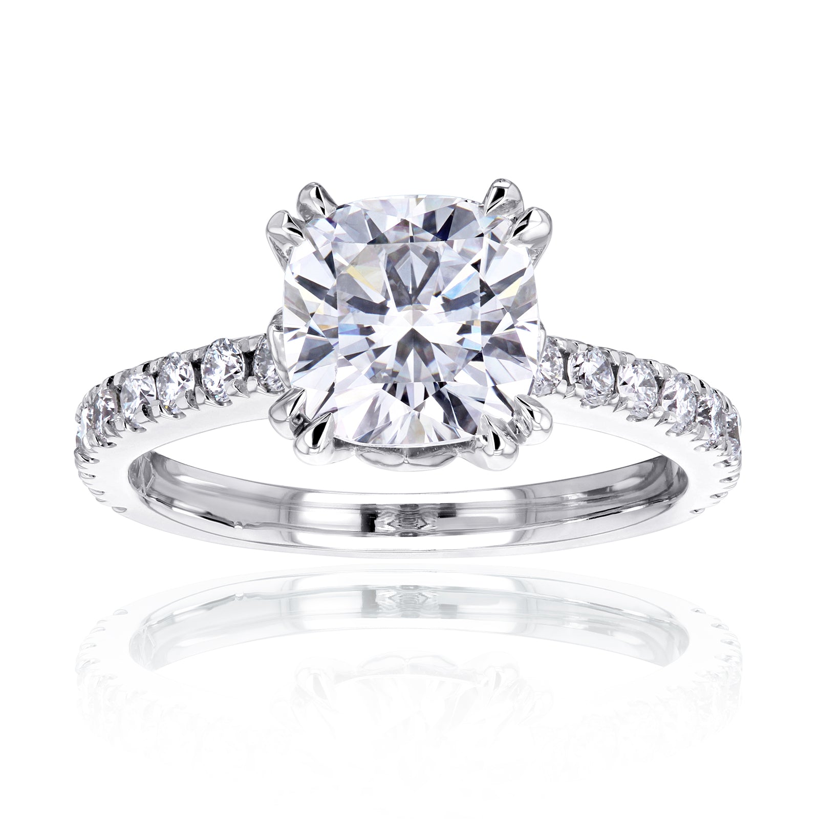 2.45 Carat Moissanite Cushion Madison Ring