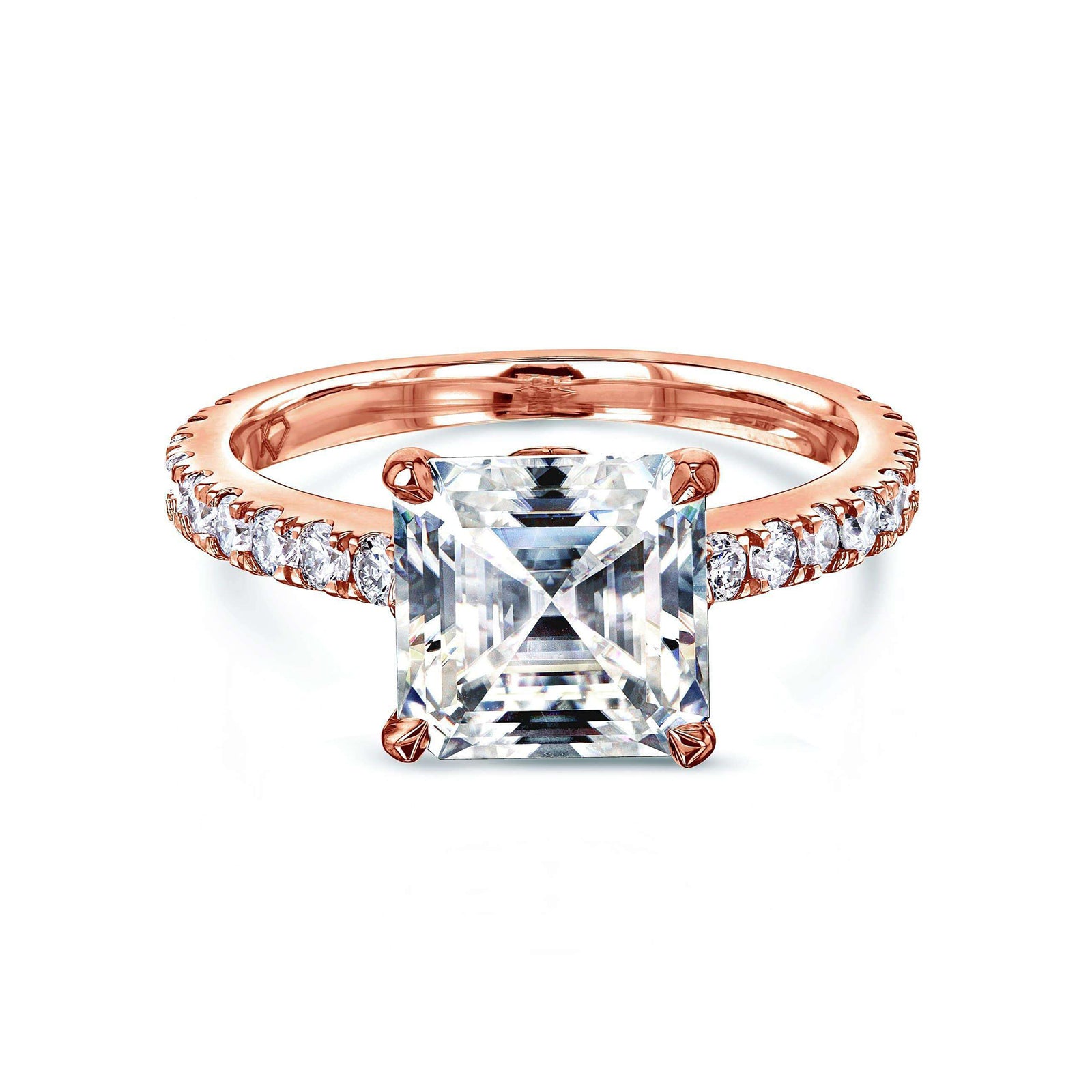 2.65 Carat Moissanite and Diamond Asscher Madison Ring - rose gold option