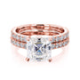 3 Carat Moissanite and Diamond Asscher Madison Bridal Set - rose gold option