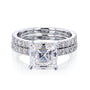3 Carat Moissanite and Diamond Asscher Madison Bridal Set - white gold option