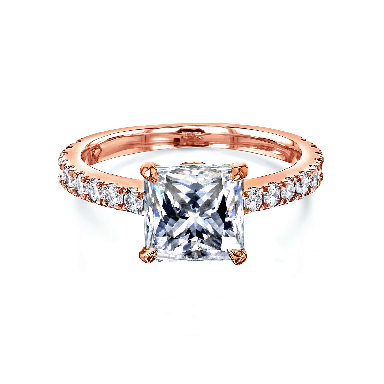 2.25 Carat Moissanite and Diamond Princess Madison Ring - rose gold option