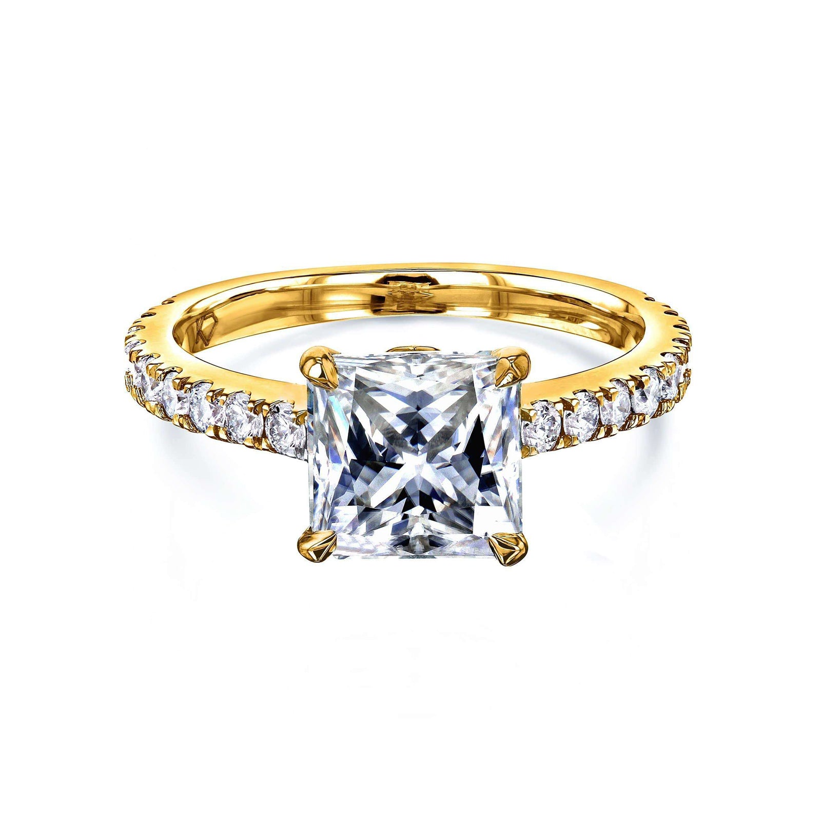 2.25 Carat Moissanite and Diamond Princess Madison Ring - yellow gold option