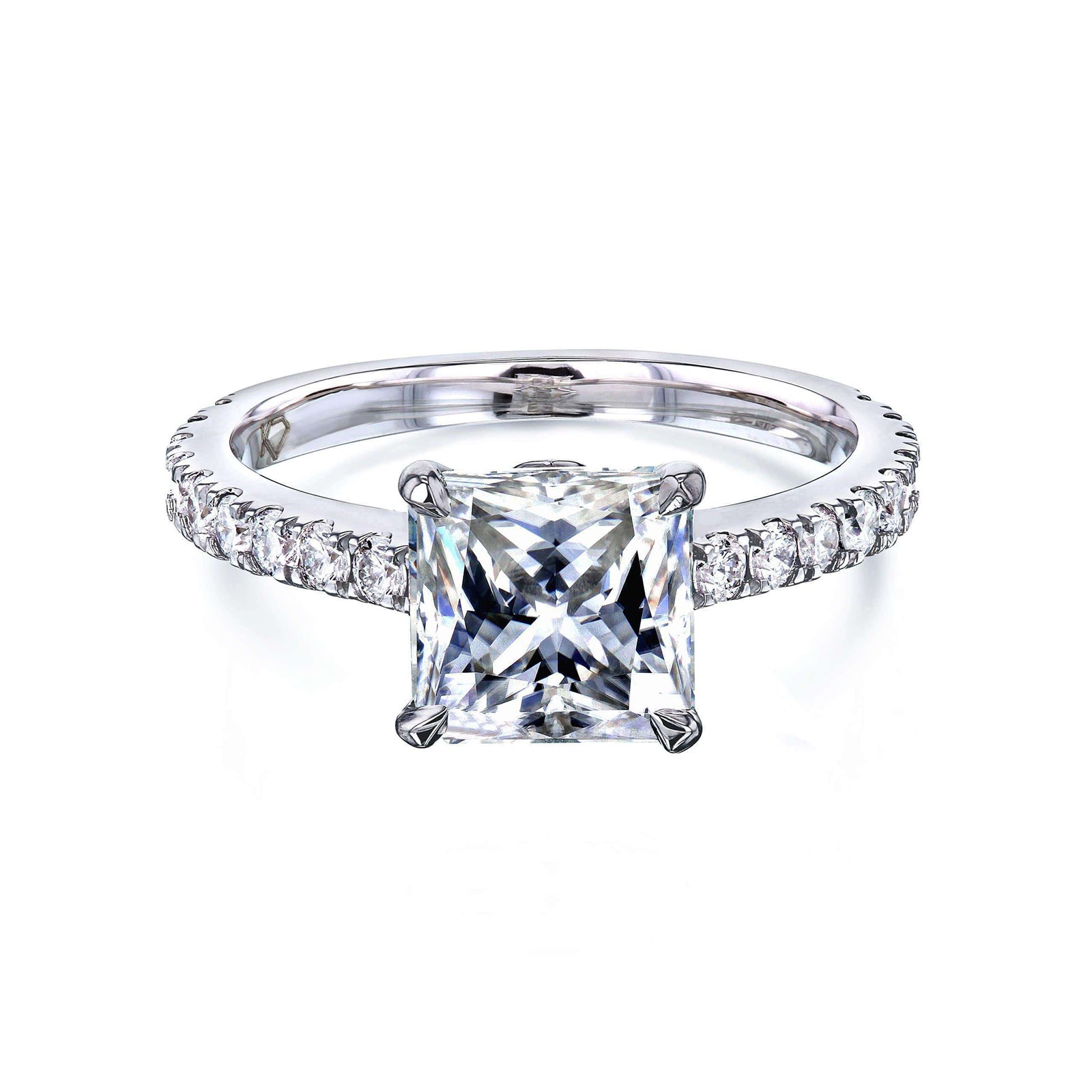 2.25 Carat Moissanite and Diamond Princess Madison Ring - white gold option