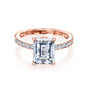 2.9 Carat Moissanite Gemstone and Natural Diamond Emerald Madison Ring - rose gold option