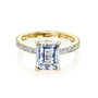 2.9 Carat Moissanite Gemstone and Natural Diamond Emerald Madison Ring - yellow gold option