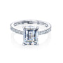 2.9 Carat Moissanite Gemstone and Natural Diamond Emerald Madison Ring - white gold option