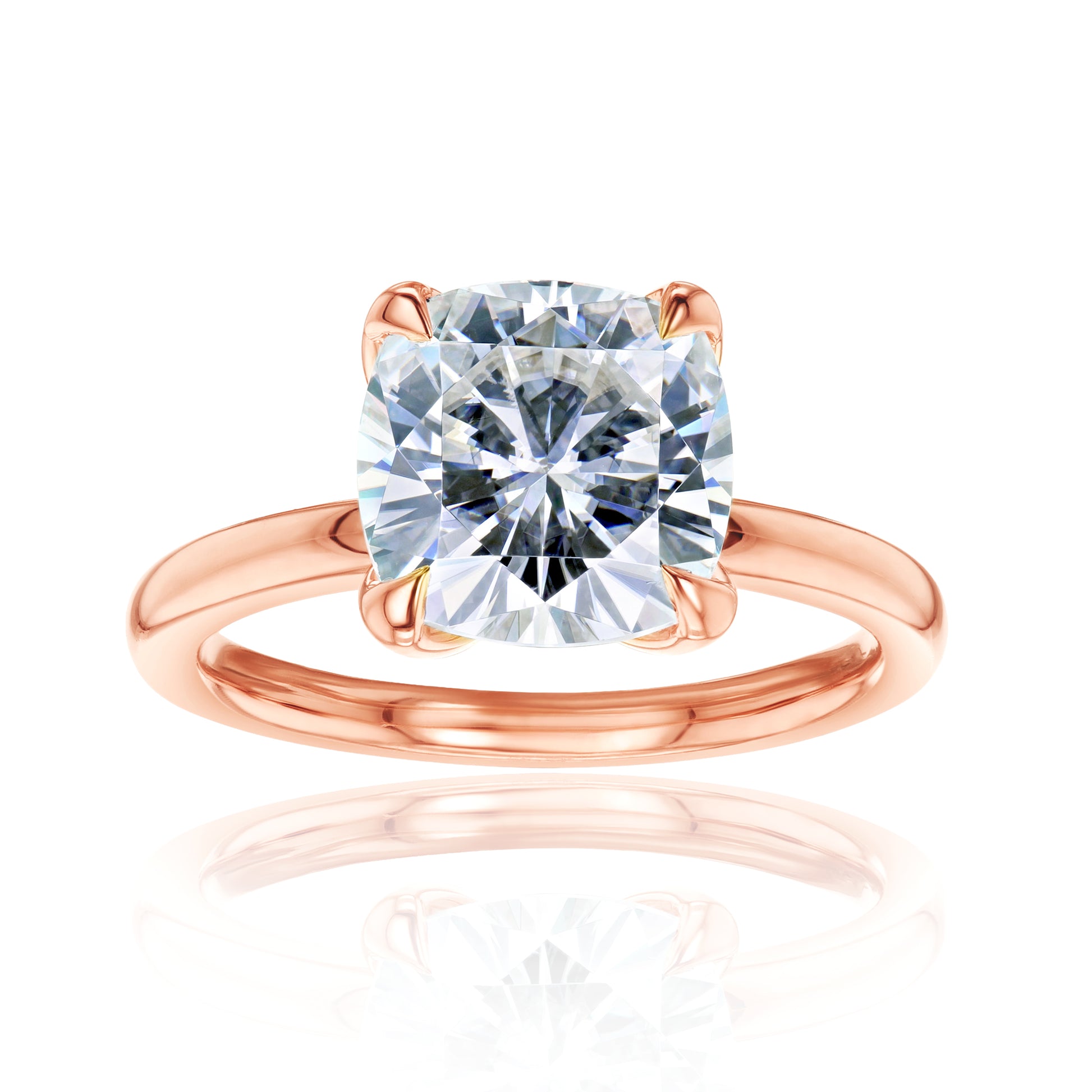 2.8 Carat Moissanite Solitaire Cushion Kyoto Ring - rose gold option