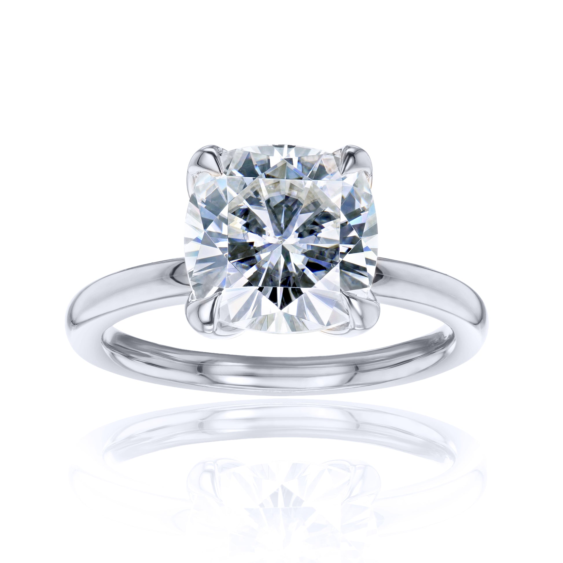 2.8 Carat Moissanite Solitaire Cushion Kyoto Ring - white gold option