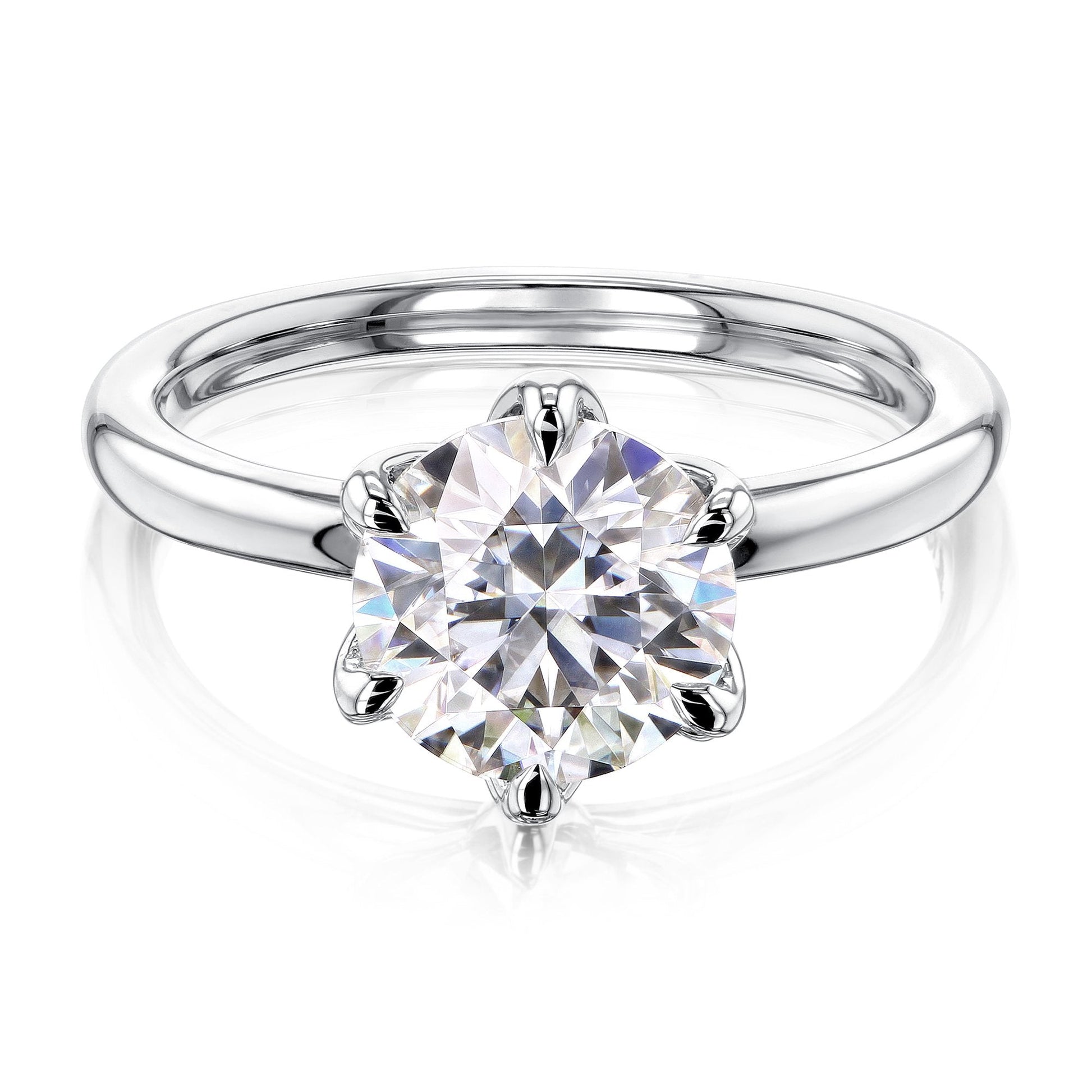 Kobelli 6-Prong Solitaire Plain Solid Gold Band Floating Tulip Setting Engagement Ring