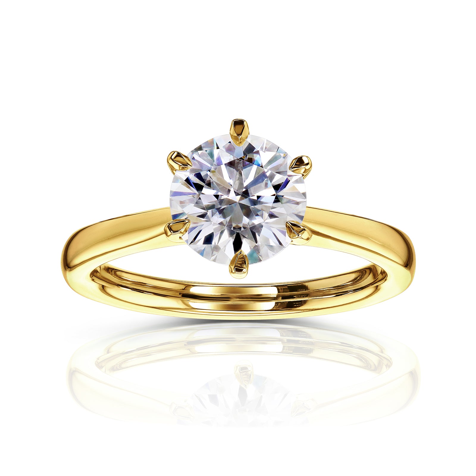 Kobelli 6-Prong Solitaire Plain Solid Gold Band Cathedral Engagement Ring