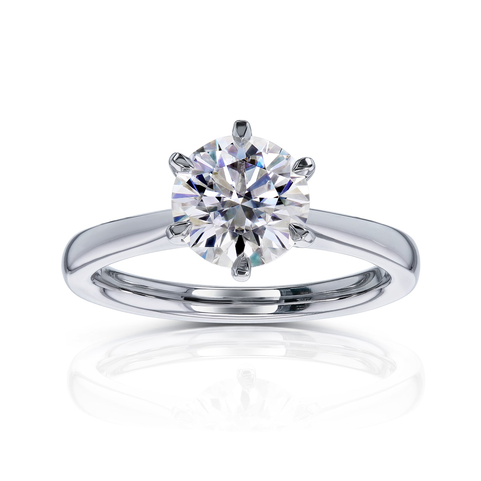 Kobelli 6-Prong Solitaire Plain Solid Gold Band Cathedral Engagement Ring
