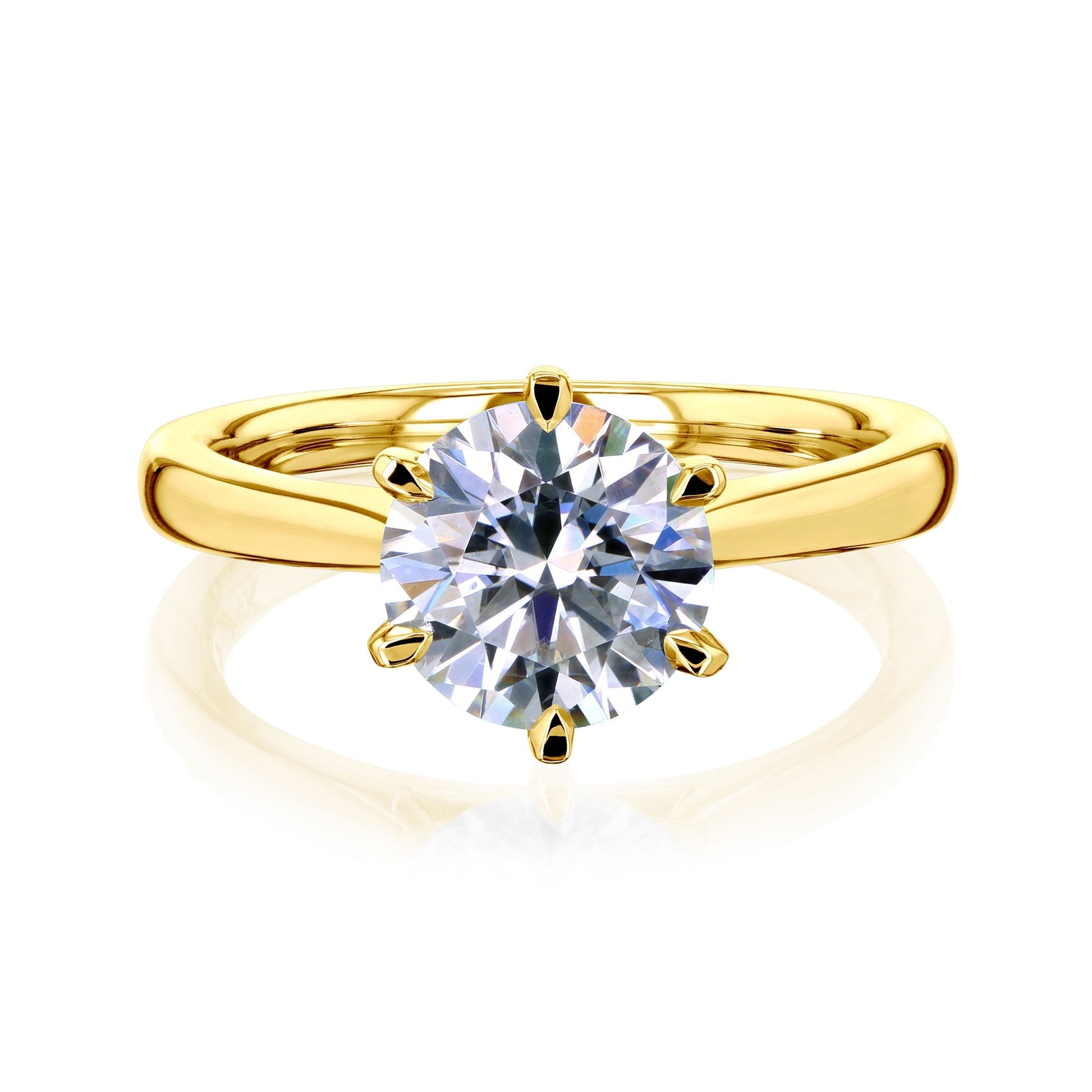 Kobelli 6-Prong Solitaire Plain Solid Gold Band Cathedral Engagement Ring