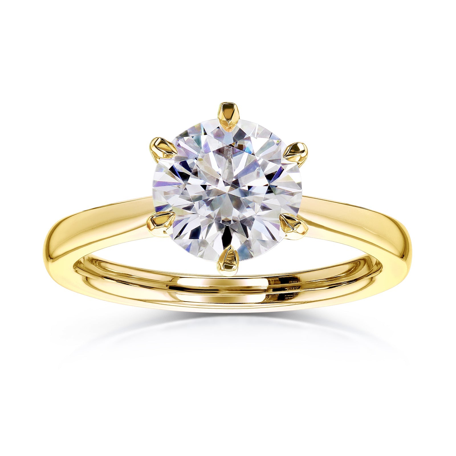 Kobelli 6-Prong Solitaire Plain Solid Gold Band Cathedral Engagement Ring