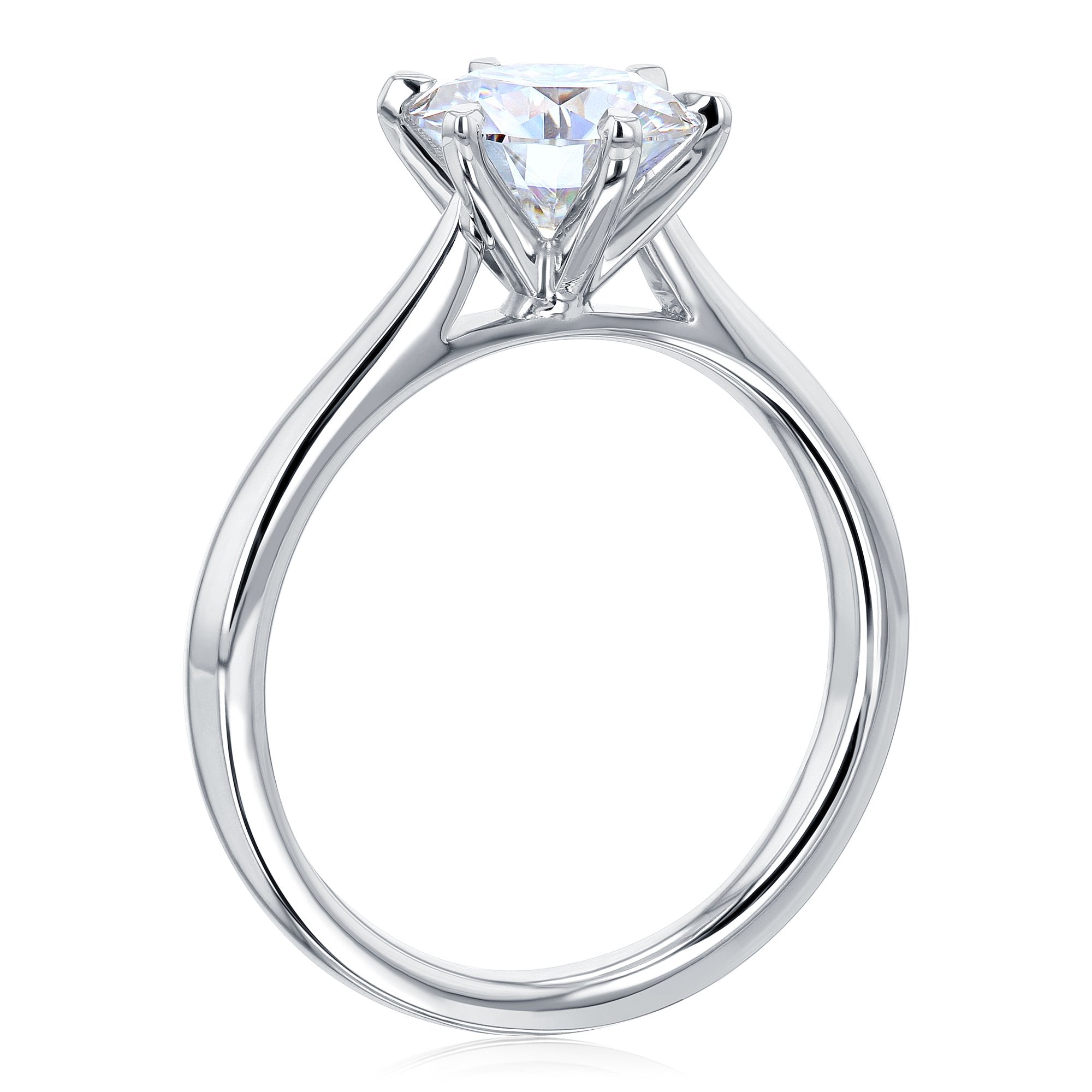 Kobelli 6-Prong Solitaire Plain Solid Gold Band Cathedral Engagement Ring