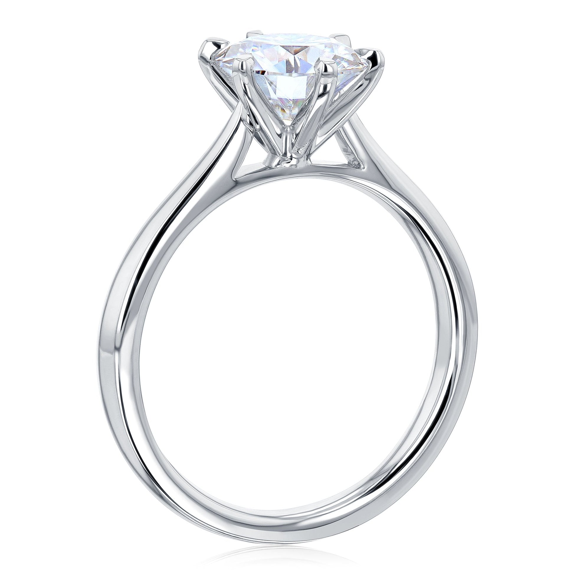 Kobelli 6-Prong Solitaire Plain Solid Gold Band Cathedral Engagement Ring