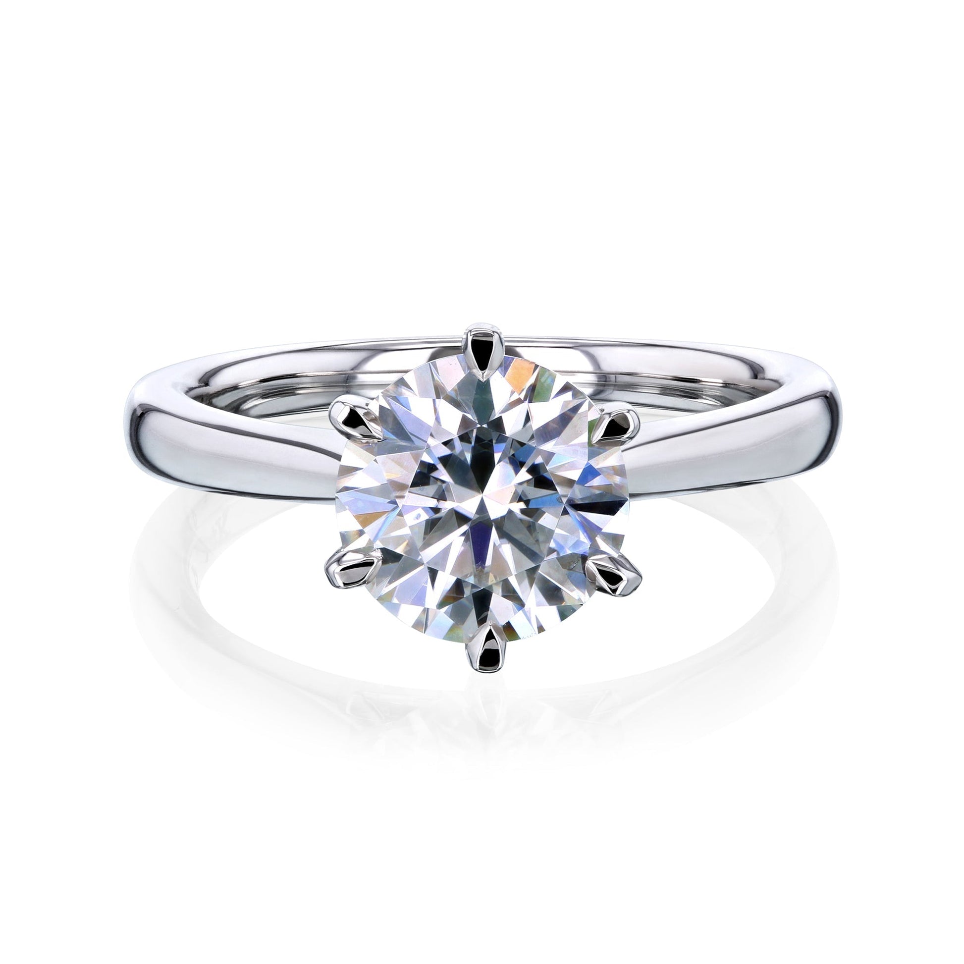 Kobelli 6-Prong Solitaire Plain Solid Gold Band Cathedral Engagement Ring