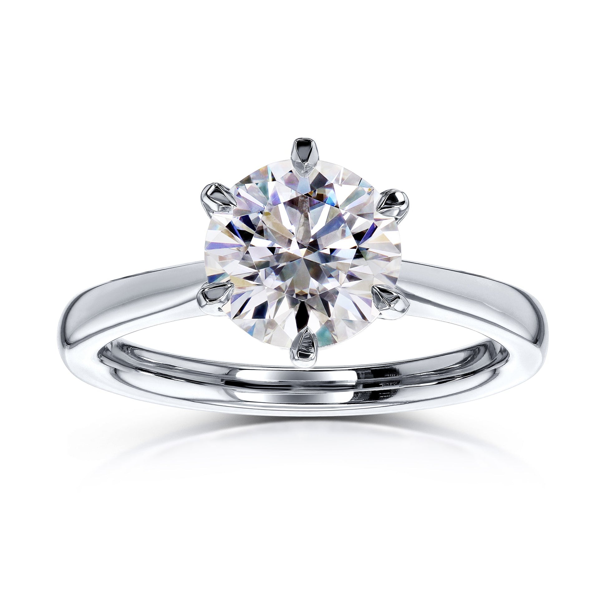 Kobelli 6-Prong Solitaire Plain Solid Gold Band Cathedral Engagement Ring