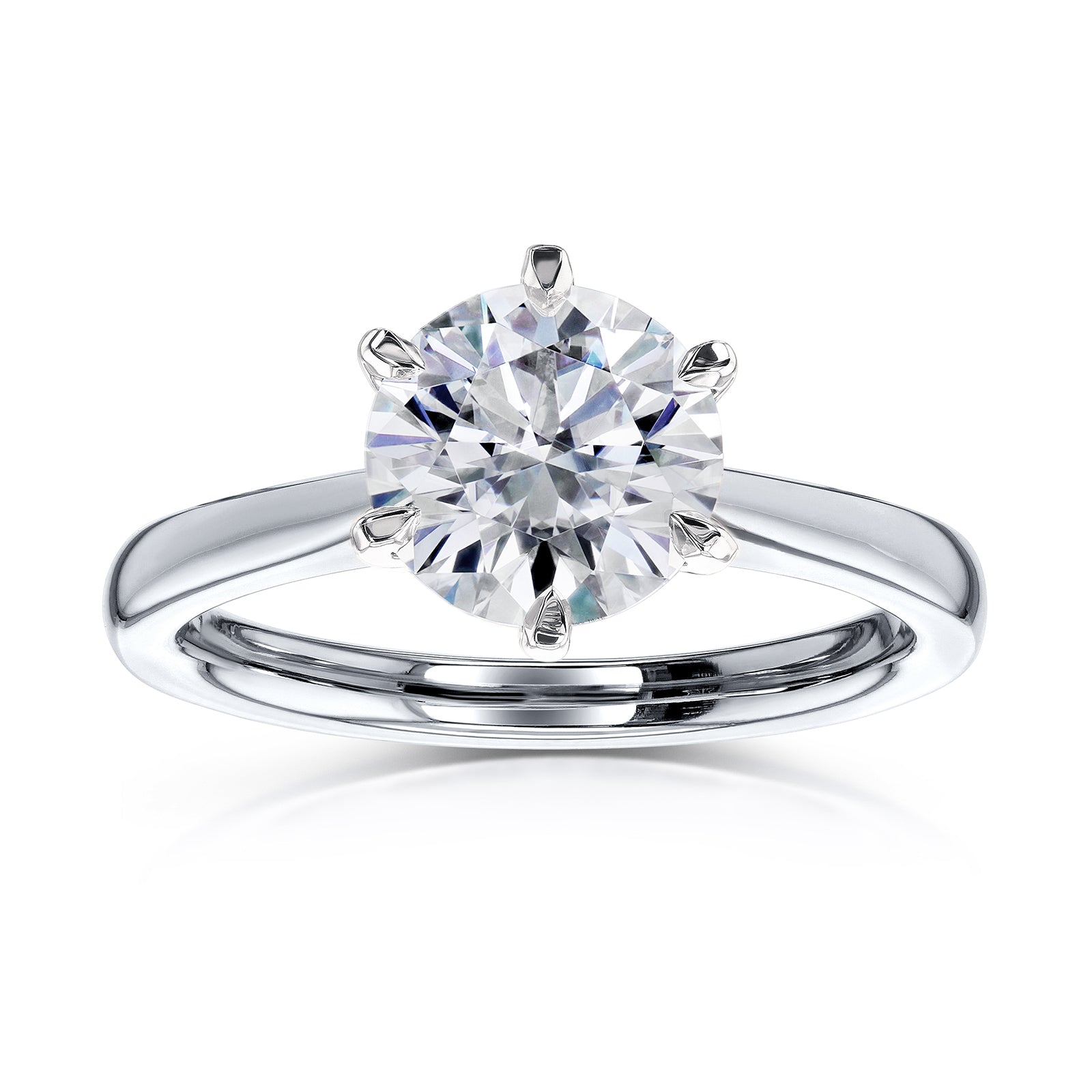 Kobelli 6-Prong Solitaire Plain Solid Gold Band Cathedral Engagement Ring