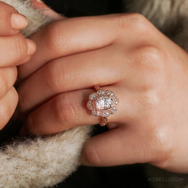 1.8 Carat Moissanite Royal Floral Ring