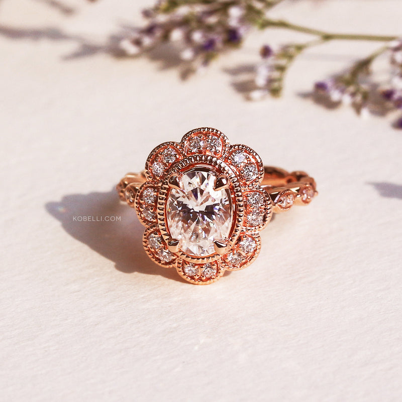 1.8 Carat Moissanite Royal Floral Ring