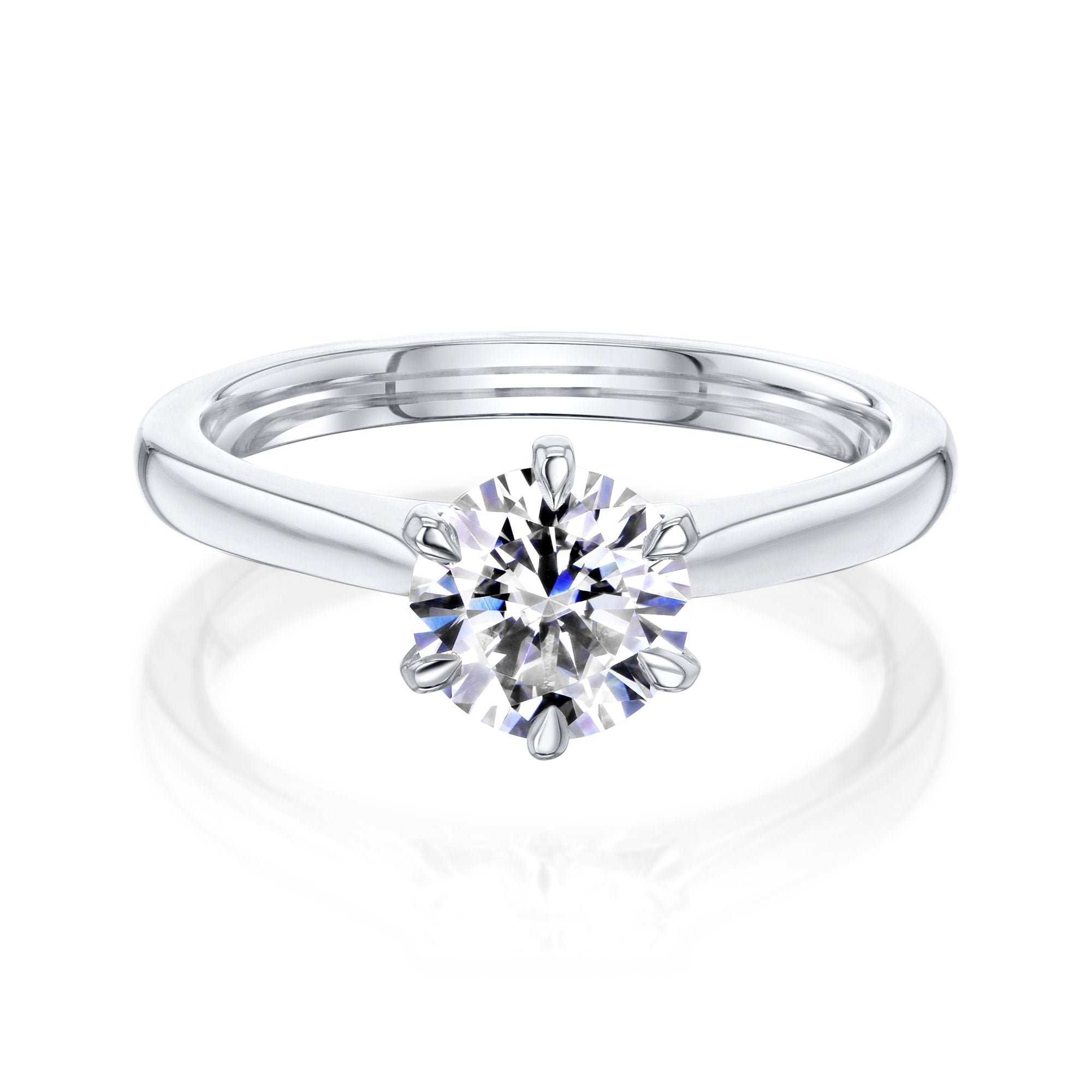 Kobelli 6-Prong Solitaire Plain Solid Gold Band Cathedral Engagement Ring