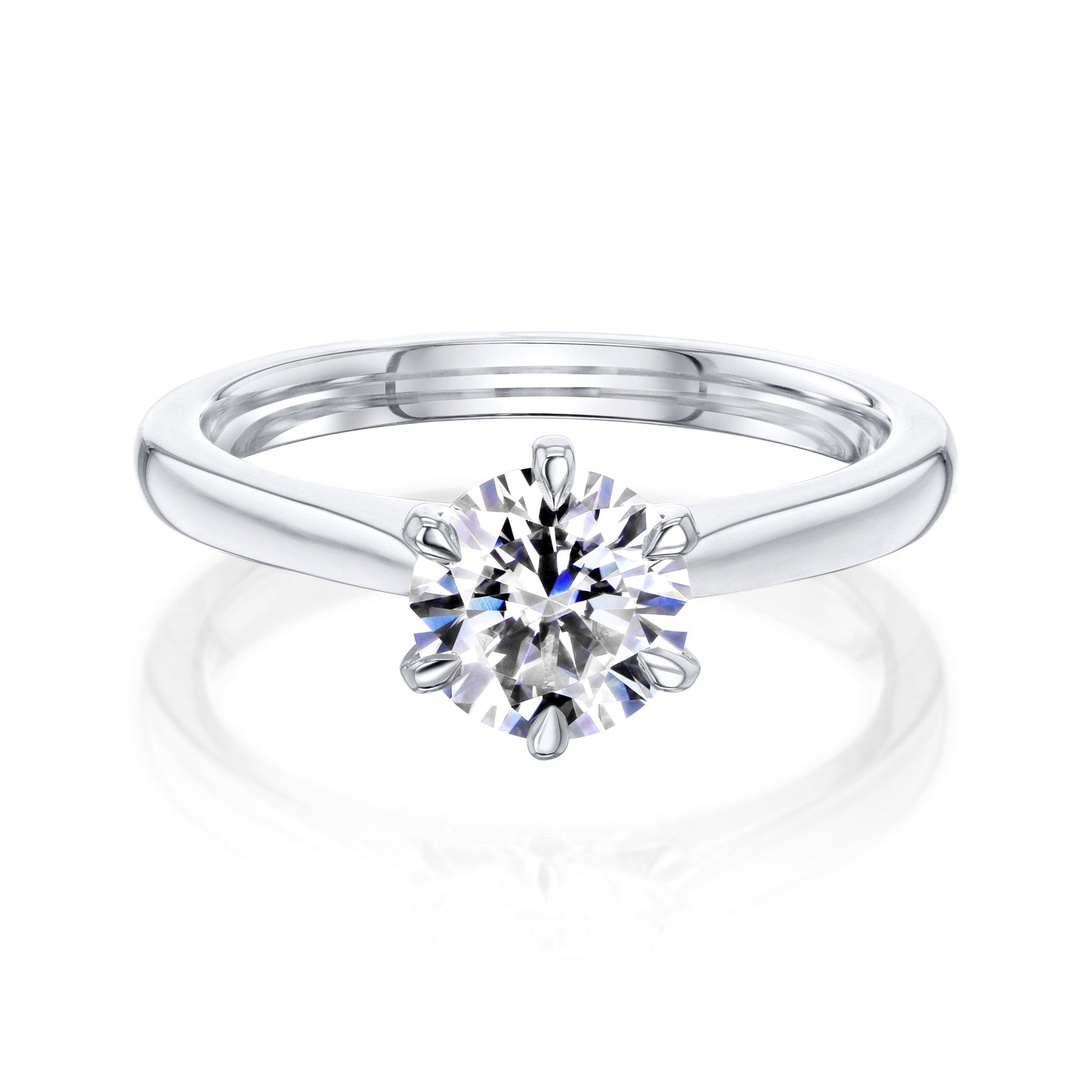Kobelli 6-Prong Solitaire Plain Solid Gold Band Cathedral Engagement Ring