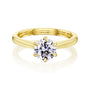 Kobelli 6-Prong Solitaire Plain Solid Gold Band Cathedral Engagement Ring