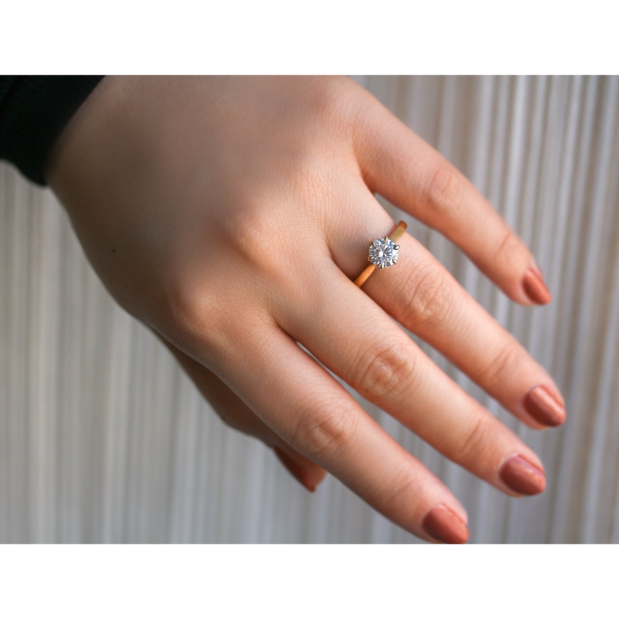Kobelli 6-Prong Solitaire Plain Solid Gold Band Cathedral Engagement Ring