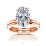 12x8mm Oval Hidden Halo Plain Bands Bridal Set in Rose Gold