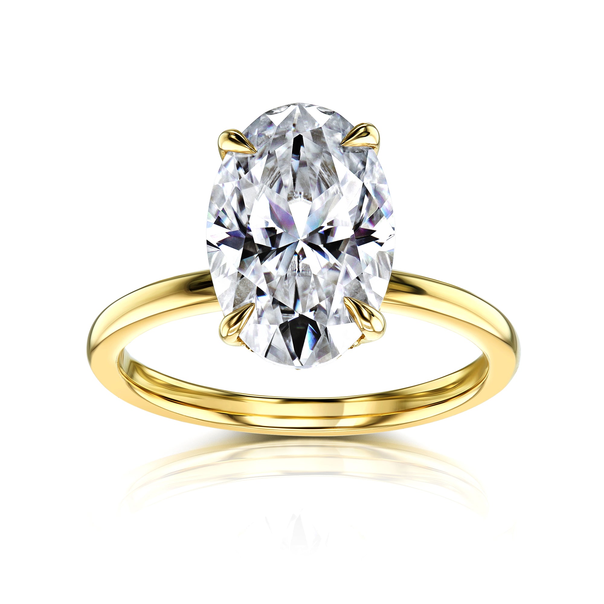 12x8 mm Oval Plain Band Ring in Yellow Gold