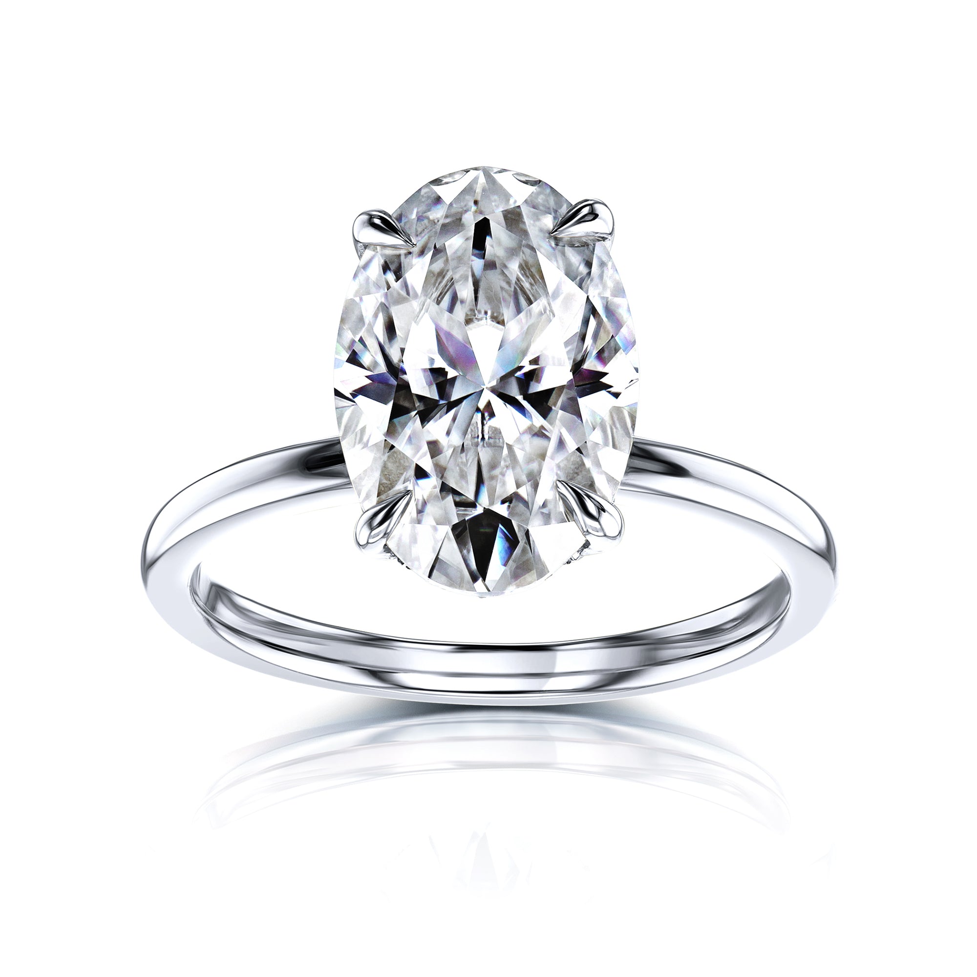 12x8 mm Oval Plain Band Ring in White Gold