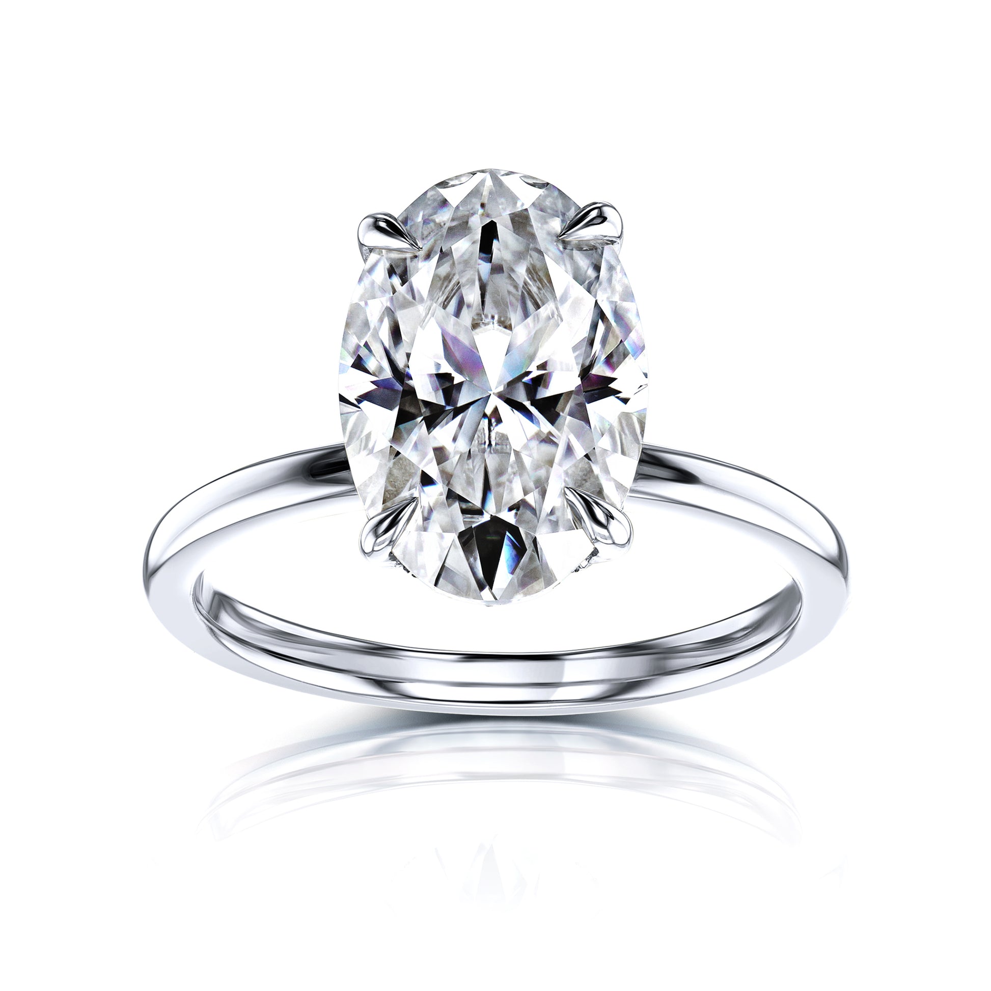 12x8 mm Oval Plain Band Ring in White Gold