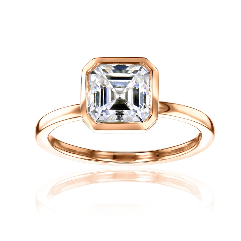 Lab Grown Diamond Solitaire Asscher Bezel Ring