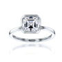 white-background image of 1.5 carat Asscher bezel-set in white gold