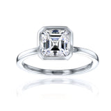 Lab Grown Diamond Solitaire Asscher Bezel Ring