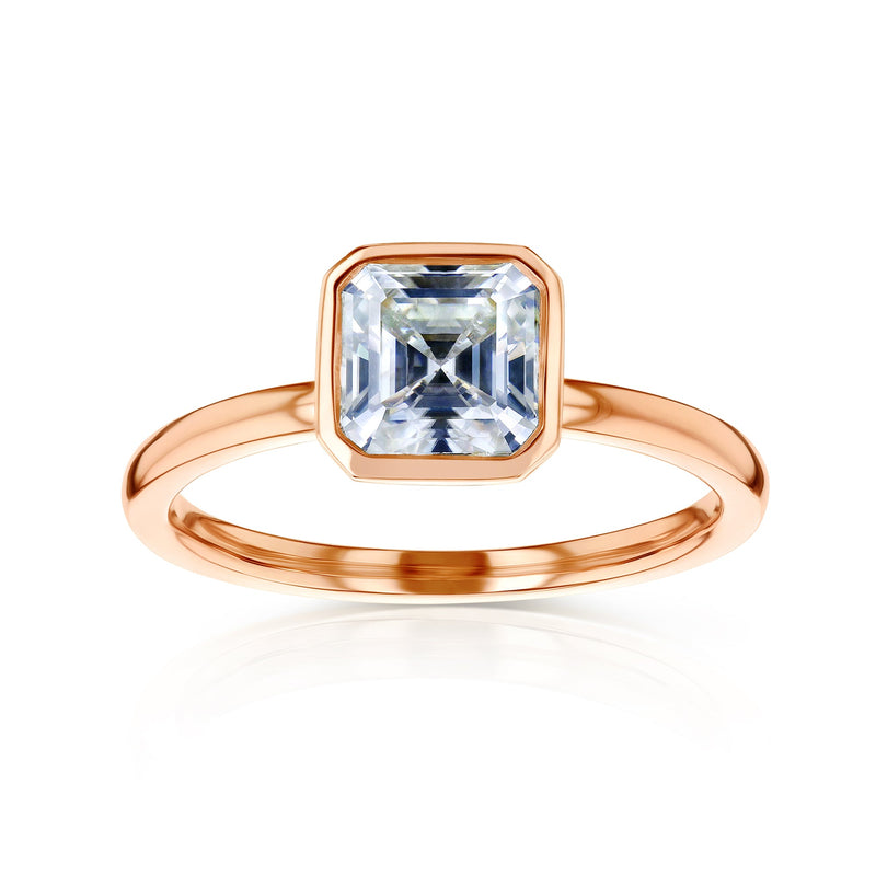 Lab Grown Diamond Solitaire Asscher Bezel Ring