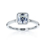 white-background image of 1 carat Asscher bezel-set in white gold