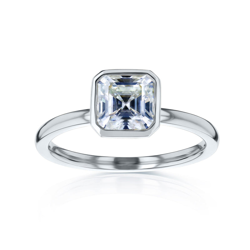 Lab Grown Diamond Solitaire Asscher Bezel Ring
