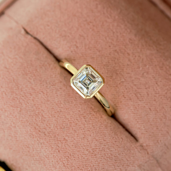 Kobelli 1.25 Carat Lab Grown Diamond Bezel Solitaire Asscher Ring