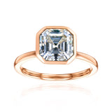 Lab Grown Diamond Solitaire Asscher Bezel Ring
