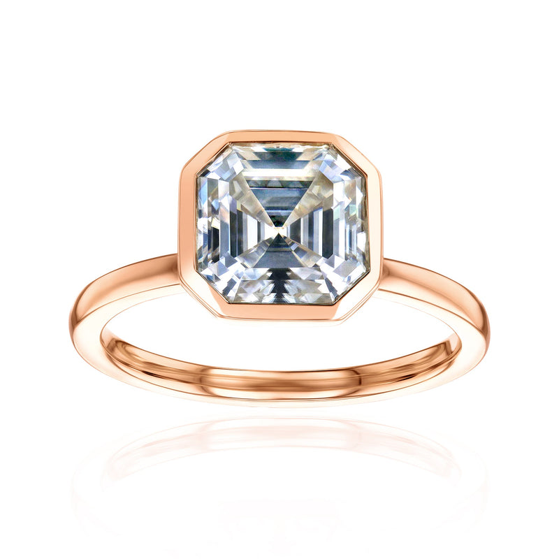 Lab Grown Diamond Solitaire Asscher Bezel Ring