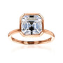 white-background image of 3 carat Asscher bezel-set in rose gold