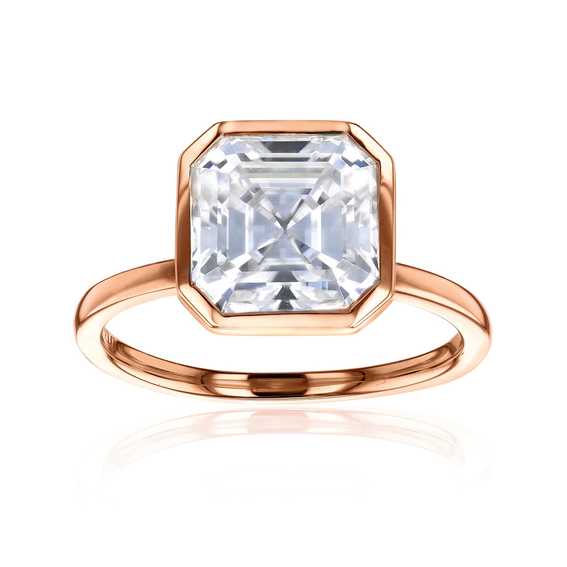 Lab Grown Diamond Solitaire Asscher Bezel Ring