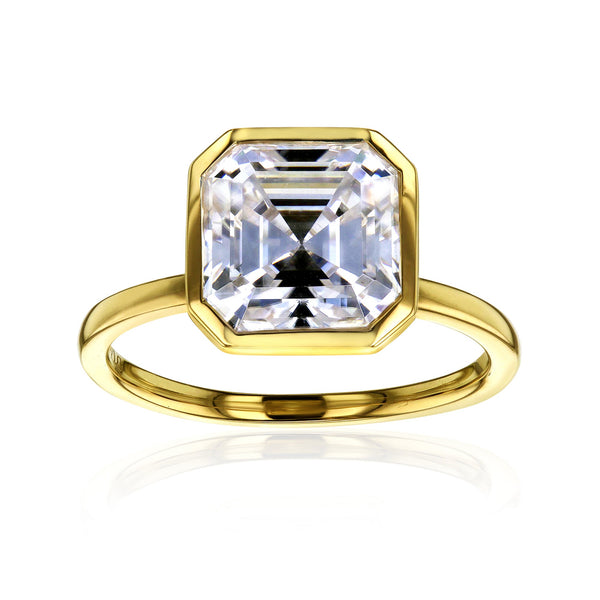 Kobelli 4 Carat Lab Grown Diamond Bezel Solitaire Asscher Ring